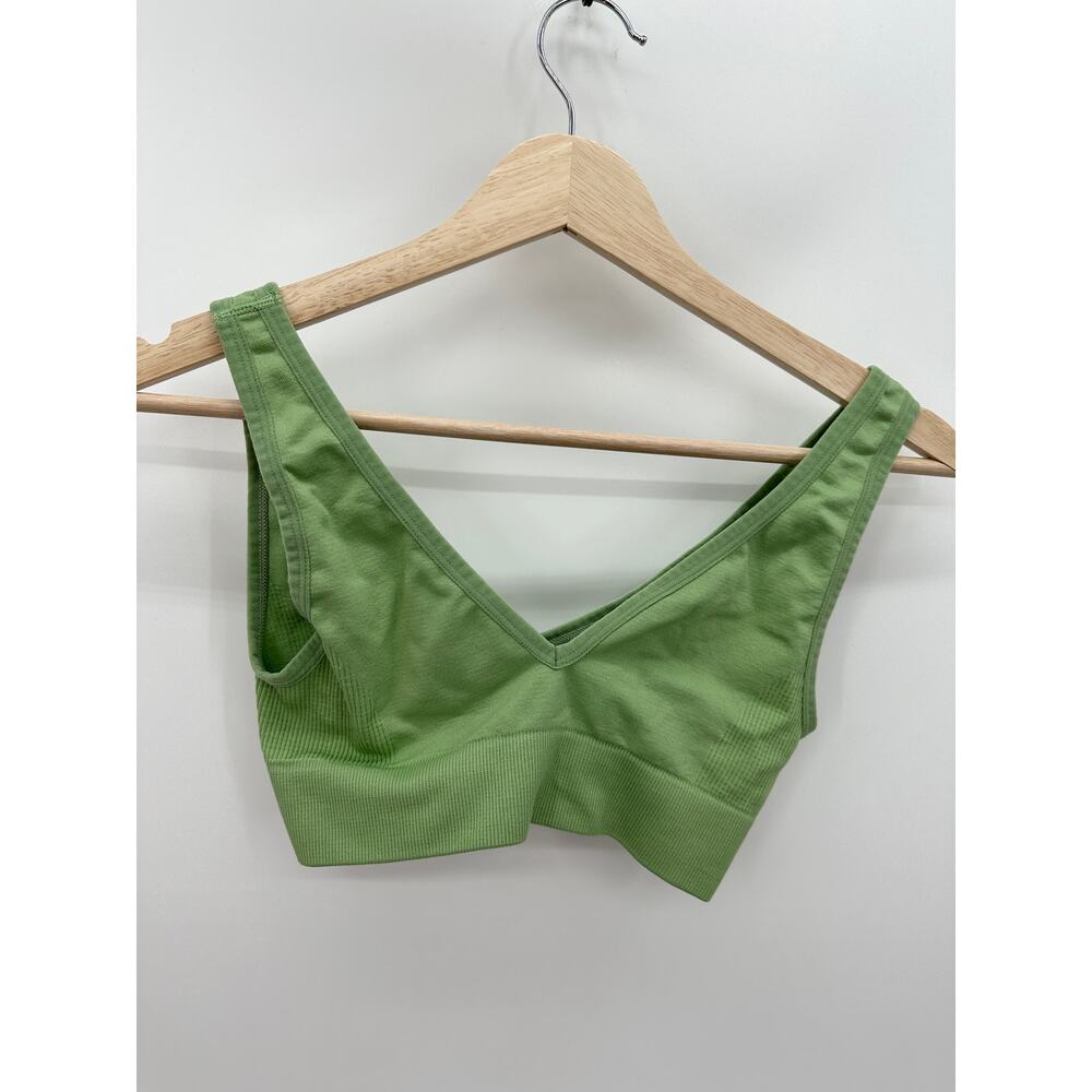 WeWoreWhat Green V-Neck Nylon Blend Stretch Bra Top Women's Size X-Small XS
